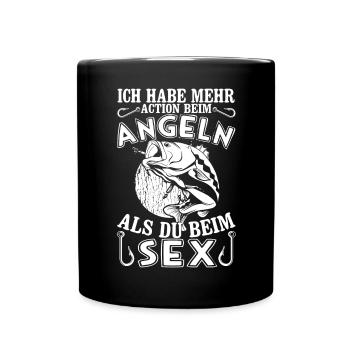 Sarkastischer Anglerspruch Angeln Angler Fischer - Tasse einfarbig - Schwarz - Vorne