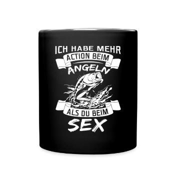 Lustige Versaute Angler Sprüche Angeln Outfit - Tasse einfarbig - Schwarz - Vorne
