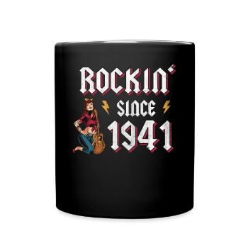Rockin Since 1941 Rock Music Fan 81st Birthday - Full Colour Mug - black - Front