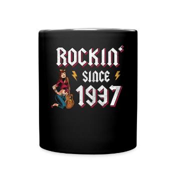 Rockin Since 1937 Rock Music Fan 85th Birthday - Full Colour Mug - black - Front
