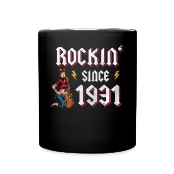 Rockin Since 1931 Rock Music Fan 91st Birthday - Full Colour Mug - black - Front