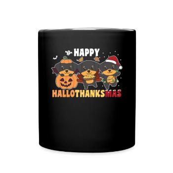 Happy Hallothanksmas Rottweiler Weihnachten - Tasse einfarbig - Schwarz - Vorne