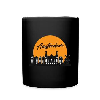 Amsterdam Skyline holländisches Souvenir-holländis - Tasse einfarbig - Schwarz - Vorne