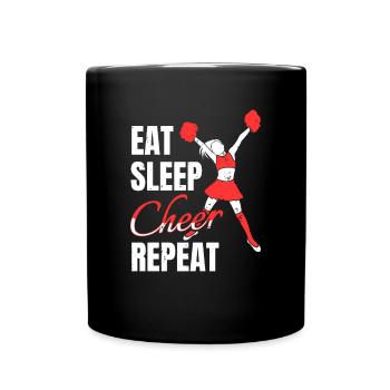 Eat Sleep Cheer Repeat Cheerleader Shirt - Full Colour Mug - black - Front