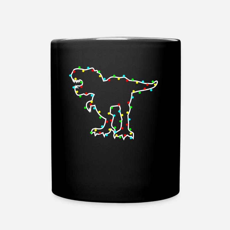 Weihnachten Lichterkette Dinosaurier Shirt - Tasse einfarbig - Schwarz