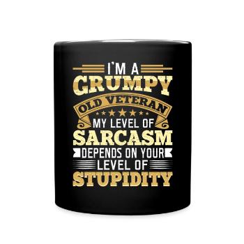 I'm a grumpy old veteran, my level - Full Colour Mug - black - Front
