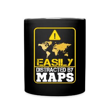 Easily distracted by Maps Geography Mapping - Full Colour Mug - black - Front