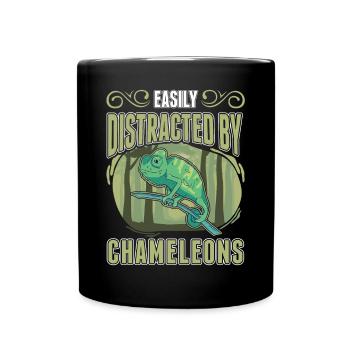 Facilement distrait par les caméléons caméléon - Mug uni - noir - Devant