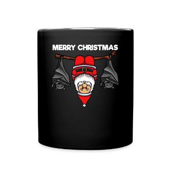 Joyeux Noël Noël avec des chauves-souris - Mug uni - noir - Devant