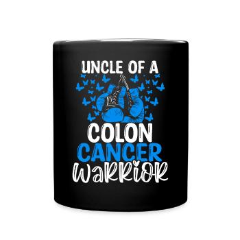 Colon Cancer Awareness Uncle Nephew Niece - Full Colour Mug - black - Front