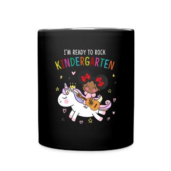 I'm Ready To Rock Kindergarten Unicorn - Full Colour Mug - black - Front