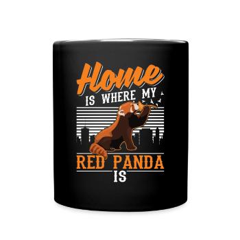Home is where my Red Panda is Roter Panda - Full Colour Mug - black - Front