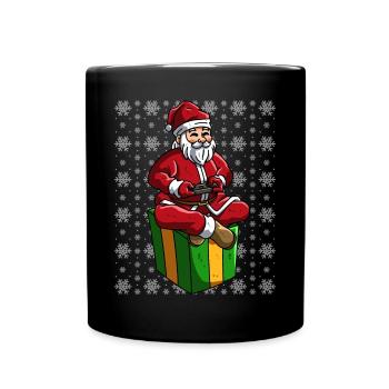 Christmas Gaming Santa Play Video Games Gamers - Full Colour Mug - black - Front
