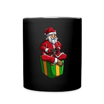 Christmas Gaming Santa Play Video Games Gamers - Full Colour Mug - black - Front