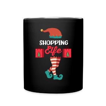 Weinachten Weihnachtself Shopping Elfe Elfen - Tasse einfarbig - Schwarz - Vorne