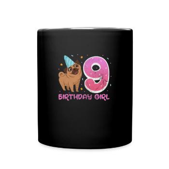 Pug 9th birthday - Full Colour Mug - black - Front