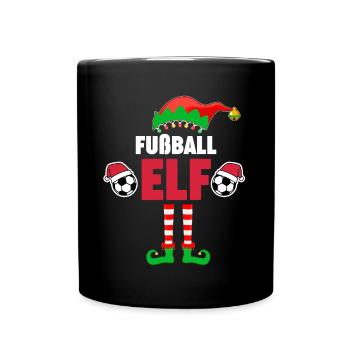Weinachten Weihnachtself Fußball Elf Elfen - Tasse einfarbig - Schwarz - Vorne