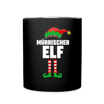 Weinachten Weihnachtself Mürrischer Elf Elfen - Tasse einfarbig - Schwarz - Vorne