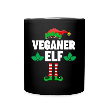 Weinachten Weihnachtself Veganer Elf Elfen - Tasse einfarbig - Schwarz - Vorne