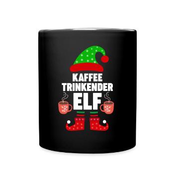 Weinachten Weihnachtself Kaffee Elf Elfen - Tasse einfarbig - Schwarz - Vorne