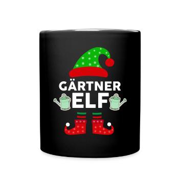 Weinachten Weihnachtself Gärtner Elf Elfen - Tasse einfarbig - Schwarz - Vorne