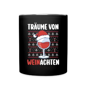 Weihnachtsmann Wein Weihnachten - Tasse einfarbig - Schwarz - Vorne