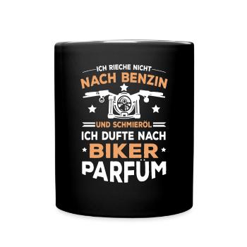 Ich Dufte Nach Biker Parfüm Biker Spruch - Tasse einfarbig - Schwarz - Vorne