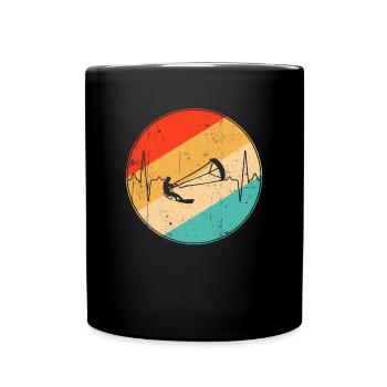 Kite Surf Retro Heartbeat - Mug uni - noir - Devant