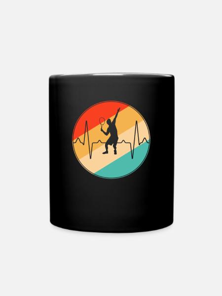 Tennis Retro Heartbeat - Mug uni - noir