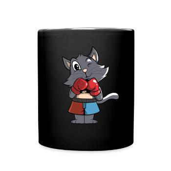 Boxing Cat Boxer Cat Lovers - Full Colour Mug - black - Front