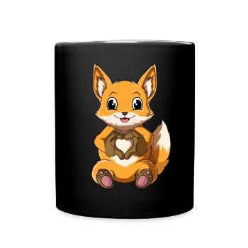 Füchse Mädchen Jungen Kinder Damen Fuchs - Tasse einfarbig - Schwarz - Vorne
