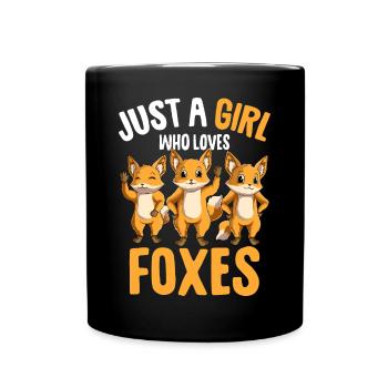 Fuchs Mädchen Kinder - Tasse einfarbig - Schwarz - Vorne