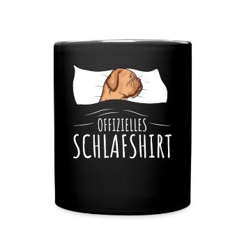 Schlafshirt Bordeauxdogge Dogue de Bordeaux - Tasse einfarbig - Schwarz - Vorne
