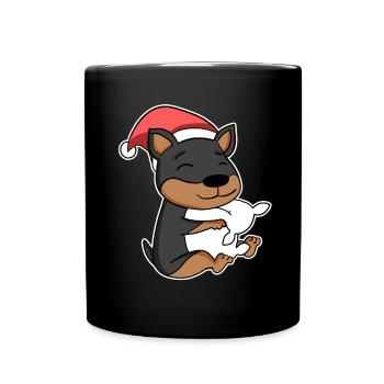 Chien Noël Sommeil Oreillers fatigués - Mug uni - noir - Devant