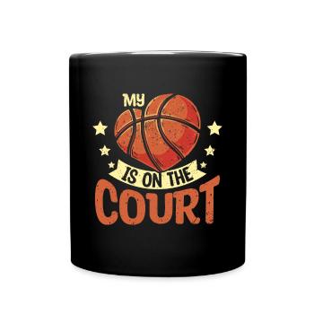 My heart is on the basketball court - Full Colour Mug - black - Front