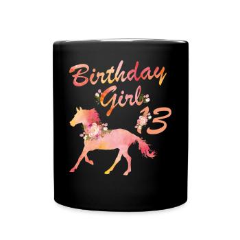 Pferdeliebhaber 13. Geburtstag Für Mädchen Lieben - Tasse einfarbig - Schwarz - Vorne
