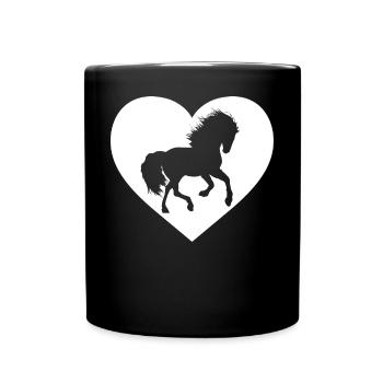 Horse lover cow girl Beautiful horse hearts - Full Colour Mug - black - Front