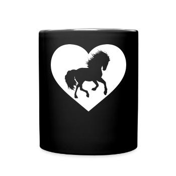 Pferdeliebhaber Kuhmädchen Nizza Pferdeherz Silhouette - Tasse einfarbig - Schwarz - Vorne