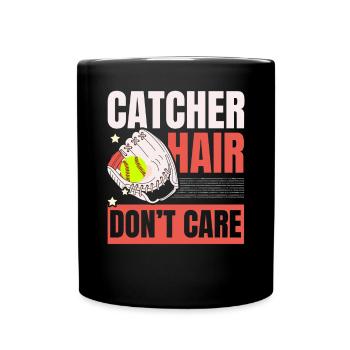 Catcher Hair Don’t Care Softball Player Sports - Mug uni - noir - Devant