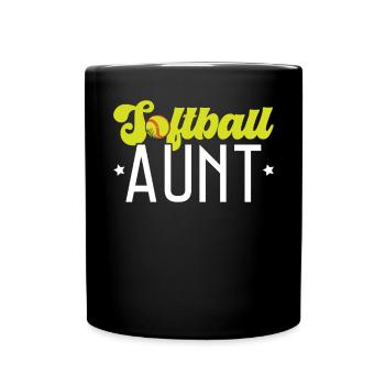 Softball Aunt Softball Player Pitcher Catcher - Full Colour Mug - black - Front