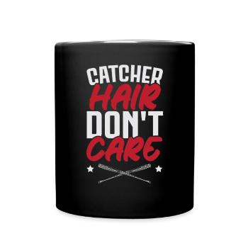 Catcher Hair Don’t Care Softball Player Sports - Mug uni - noir - Devant