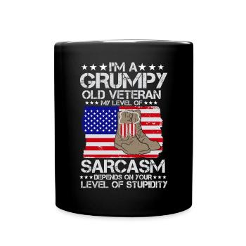 Grumpy Old Veterans Army US Patriot Father - Full Colour Mug - black - Front