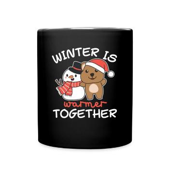 Quokka L’hiver est plus chaud ensemble Schneemann - Mug uni - noir - Devant