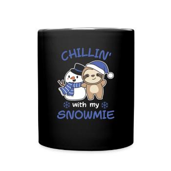 Sloth Chillin avec mon bonhomme de neige - Mug uni - noir - Devant
