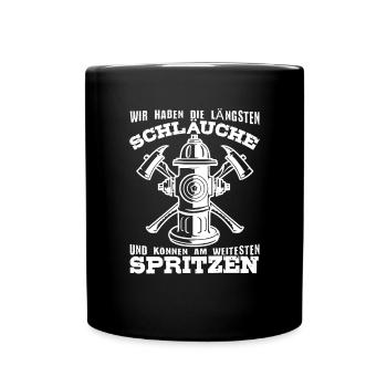 Freiwillige Feuerwehr Spruch Feuerwehrmann Vater - Tasse einfarbig - Schwarz - Vorne