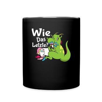 Drachen Wie Das Letzte Einhorn frisst Drache - Tasse einfarbig - Schwarz - Vorne