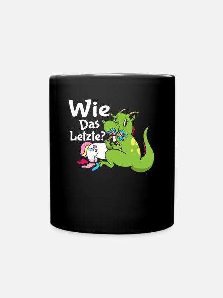 Drachen Wie Das Letzte Einhorn frisst Drache - Tasse einfarbig - Schwarz