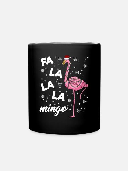Falalalamingo Flamingo Weihnachtslichter Flamingo - Tasse einfarbig - Schwarz