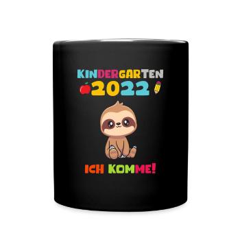 Kindergarten 2022 Ich Komme Faultier - Tasse einfarbig - Schwarz - Vorne