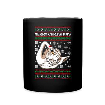 Schwan Ugly Christmas - Tasse einfarbig - Schwarz - Vorne